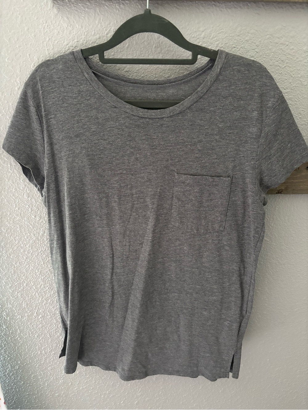Maternity Gray Short Sleeve Pocket Tee